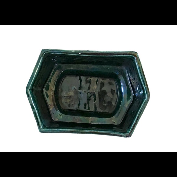 Vintage Green Embossed Floral Planter Pottery - Picture 4 of 4